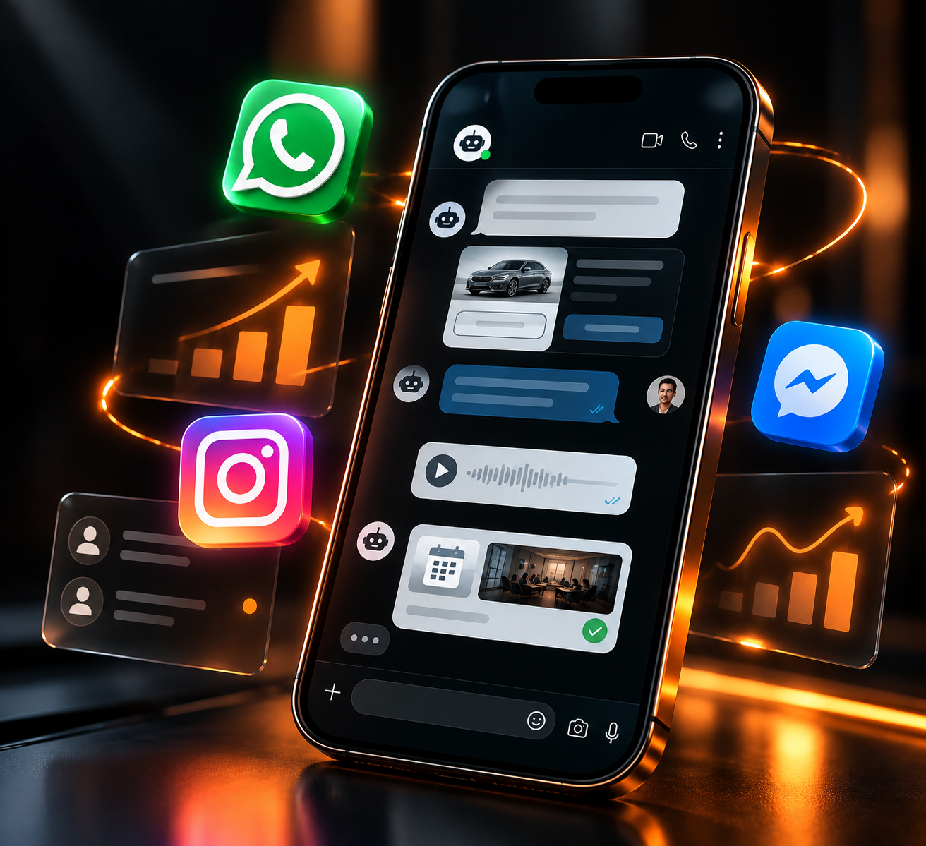 Desked AI sales chat on WhatsApp, Instagram and Messenger